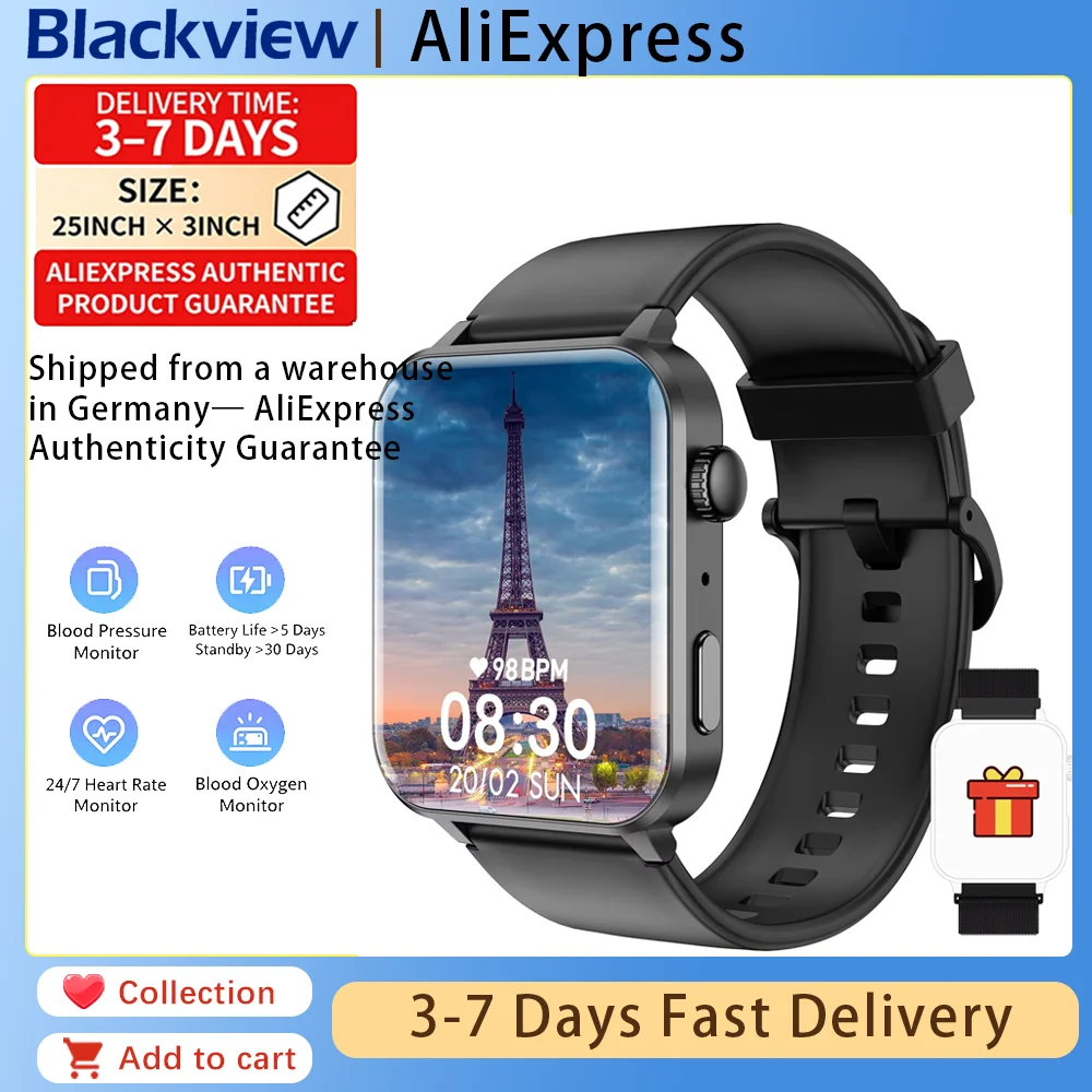 Blackview R30PRO Bluetooth Smartwatch Health Monitoring 100+ Sport Mode Fitness Watch 1.85‘’ HD TFT Screen Watches for Men Women
Blackview R30PRO Bluetooth Smartwatch Health Monitoring 100+ Sport Mode Fitness Watch 1.85‘’ HD TFT Screen Watches for Men Women