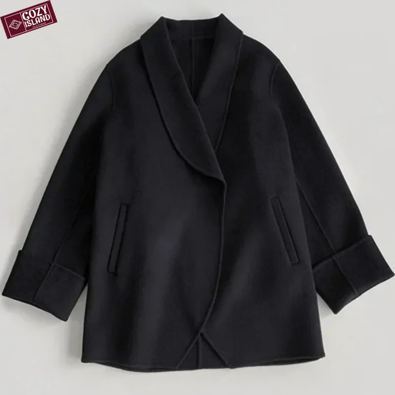 Женские роскошные шерстяные пальто, двусторонние осенние свободные топы с трехмерным силуэтом средней длины, зимние свободные топы с отложными рукавами
Женские роскошные шерстяные пальто, двусторонние осенние свободные топы с трехмерным силуэтом средней длины, зимние свободные топы с отложными рукавами