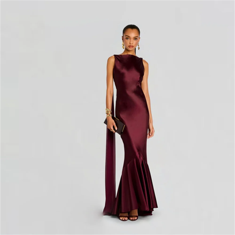Evening Dresses Burgundy Wedding Party Dress Formal Prom Dresses Satin Open Back Sexy Ribbons Mermaid Ruffles Elegant Customized
Evening Dresses Burgundy Wedding Party Dress Formal Prom Dresses Satin Open Back Sexy Ribbons Mermaid Ruffles Elegant Customized