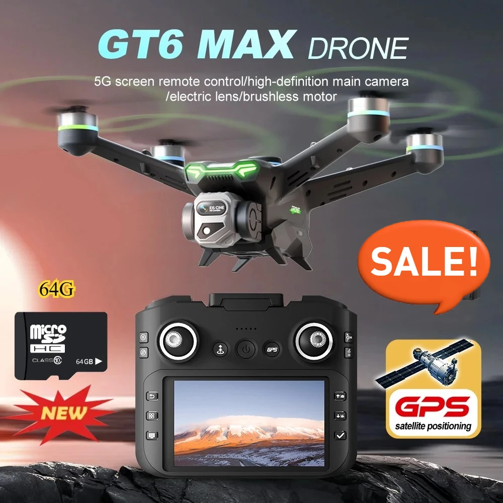 GT6 with 5.64-inch screen control GPS high-definition aerial photography brushless medium-sized drone with servo gimbal
GT6 with 5.64-inch screen control GPS high-definition aerial photography brushless medium-sized drone with servo gimbal