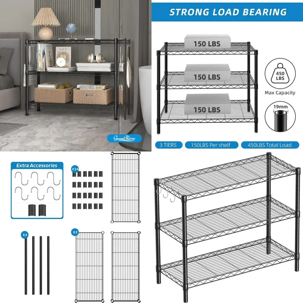 Adjustable Metal Shelving Unit for Storage in Home, Office, and More (Black, 36 L x 14 W x 30 H)
Adjustable Metal Shelving Unit for Storage in Home, Office, and More (Black, 36 L x 14 W x 30 H)