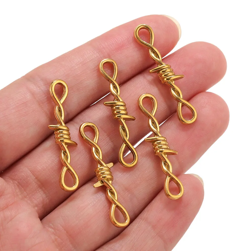 5pcs Stainless Steel Thorns Knot Connector Charms for DIY Bracelet Necklace Jewelry Making Gold Plated Barbed Wire Connector
5pcs Stainless Steel Thorns Knot Connector Charms for DIY Bracelet Necklace Jewelry Making Gold Plated Barbed Wire Connector