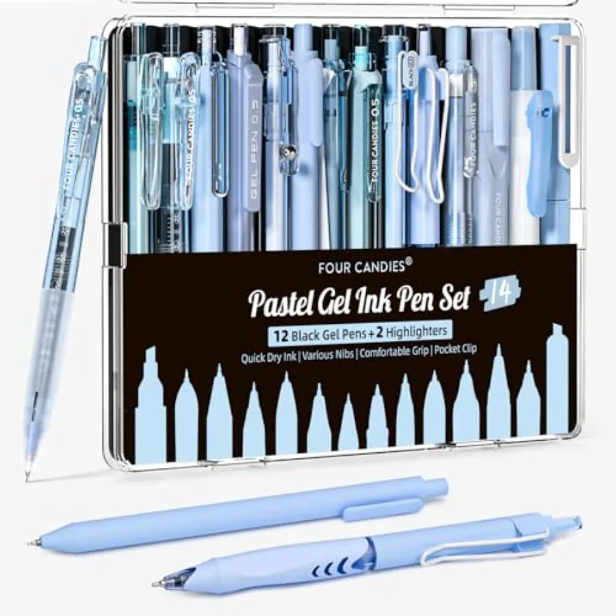 Writing Ink Pens with Black and Blue Ink and 2Pack Highlighter, Retractable 0.5mm Smooth Fine Point Pens, Blue Pens for School,
Writing Ink Pens with Black and Blue Ink and 2Pack Highlighter, Retractable 0.5mm Smooth Fine Point Pens, Blue Pens for School,