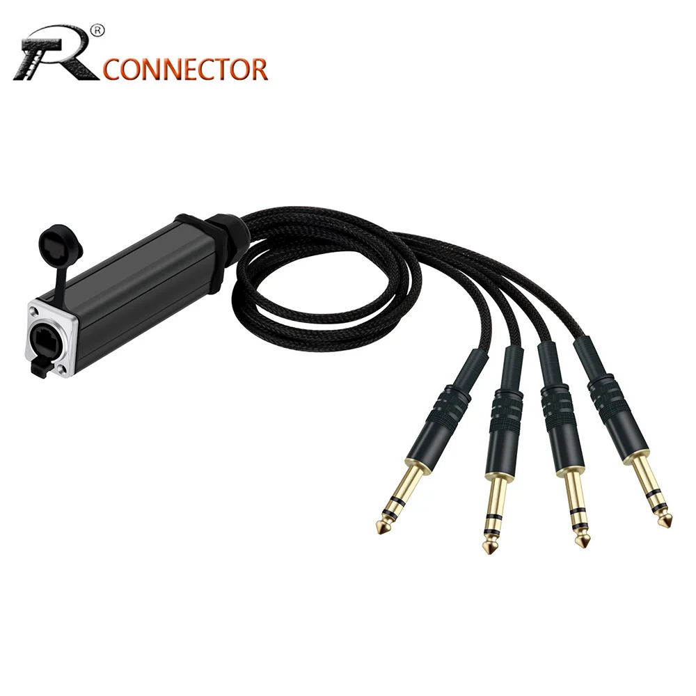 RJ45 to 4 Channel 6.35mm Stereo Plug Audio Cable Network Signal Extender Splitter for Stage Sound Lighting Recording Studio
RJ45 to 4 Channel 6.35mm Stereo Plug Audio Cable Network Signal Extender Splitter for Stage Sound Lighting Recording Studio