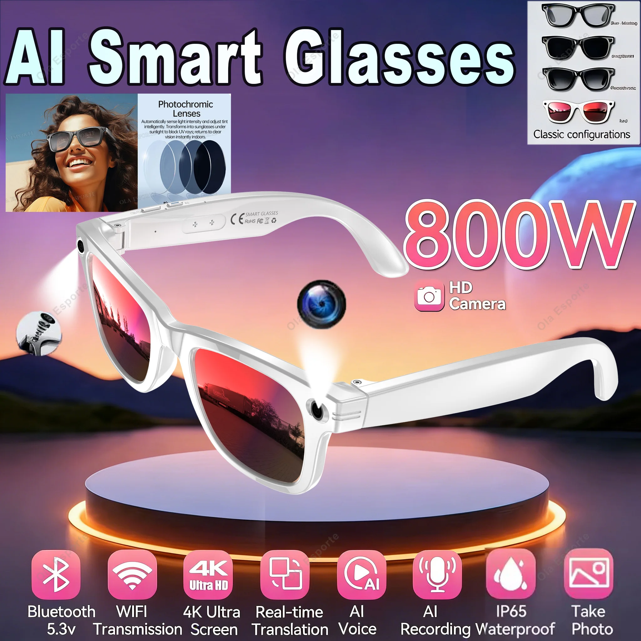 Умные очки 800 Вт, пиксельная HD-камера, 32 ГБ, фотосессия, видео, AI-перевод, запись, Wi-Fi, передача фотографий, умные очки
Умные очки 800 Вт, пиксельная HD-камера, 32 ГБ, фотосессия, видео, AI-перевод, запись, Wi-Fi, передача фотографий, умные очки