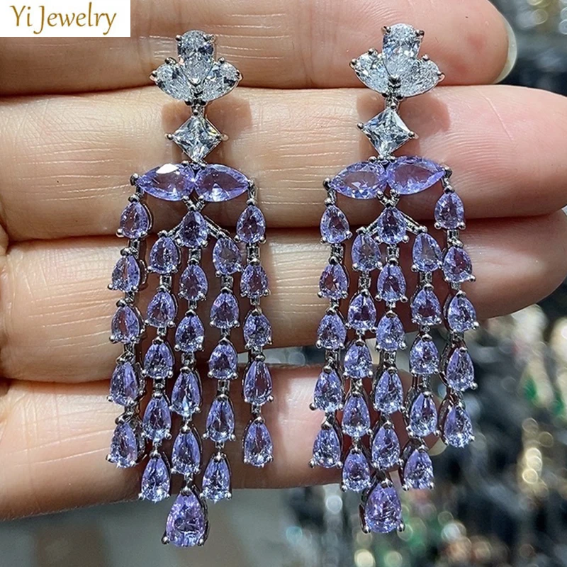 purple white earrings Long chain Tassel shiny Jewelry Wedding Dinner Party women Earrings small water drop pendant elegant
purple white earrings Long chain Tassel shiny Jewelry Wedding Dinner Party women Earrings small water drop pendant elegant
