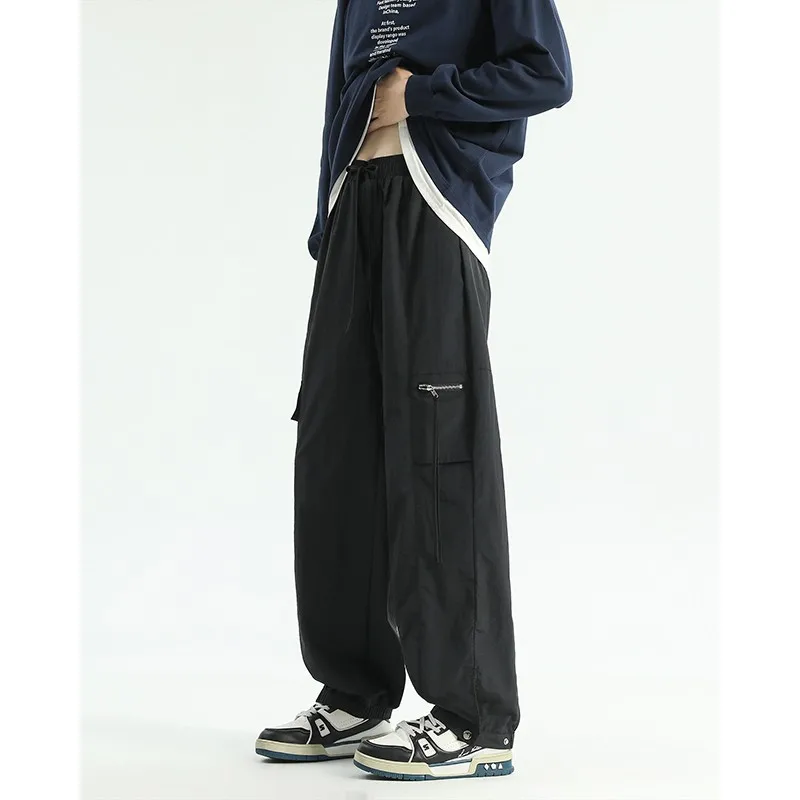 Korean Style Men's Loose Straight Casual Pants Drawstring Stretch Waist Long Oversized Trousers Students Boys Man Clothes Black
Korean Style Men's Loose Straight Casual Pants Drawstring Stretch Waist Long Oversized Trousers Students Boys Man Clothes Black