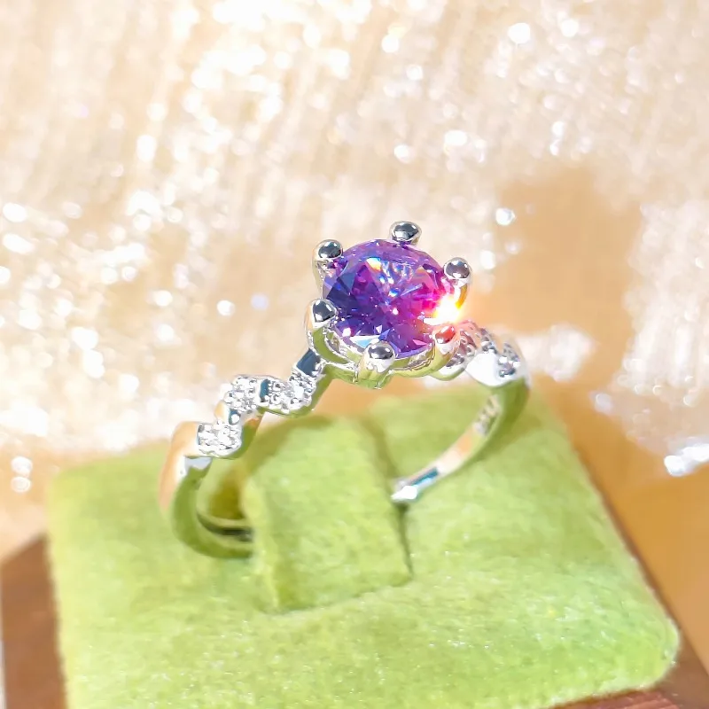 925 Sterling Silver Six-claw Purple Bright Zircon Wave Pattern Ring Elegant Simple Unique Jewelry
925 Sterling Silver Six-claw Purple Bright Zircon Wave Pattern Ring Elegant Simple Unique Jewelry
