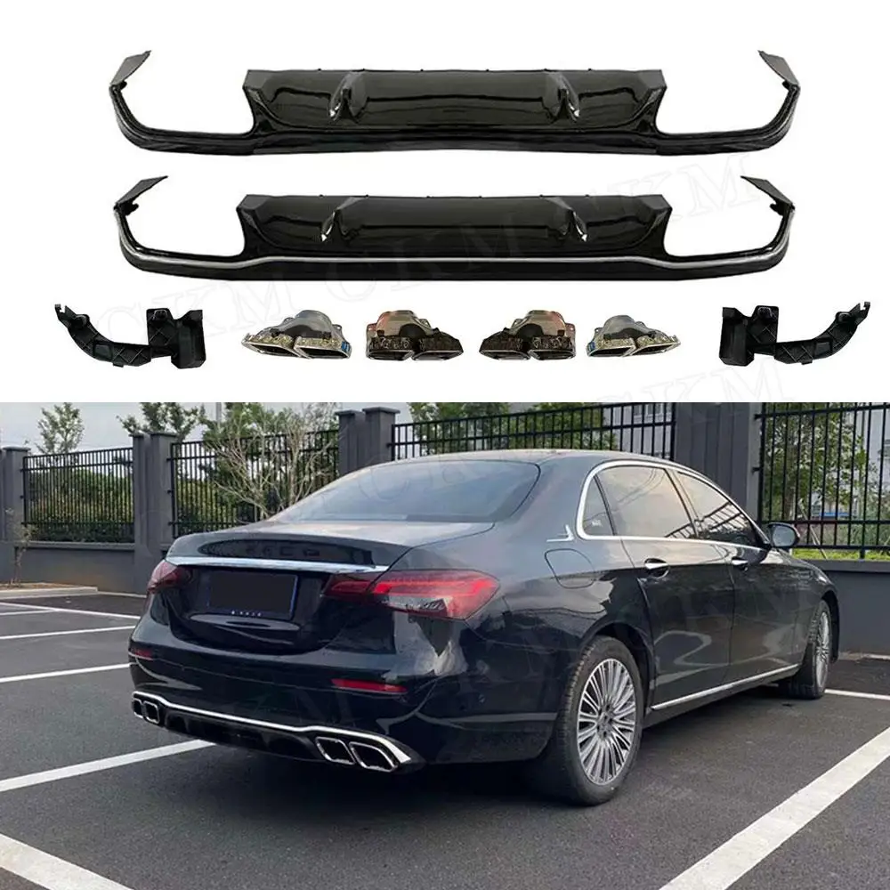 W213 Gloss Black Rear Bumper Lip Diffuser with Exhaust Tips for Mercedes Benz E Class E300 Standard Not AMG 2016 - 2021 +
W213 Gloss Black Rear Bumper Lip Diffuser with Exhaust Tips for Mercedes Benz E Class E300 Standard Not AMG 2016 - 2021 +