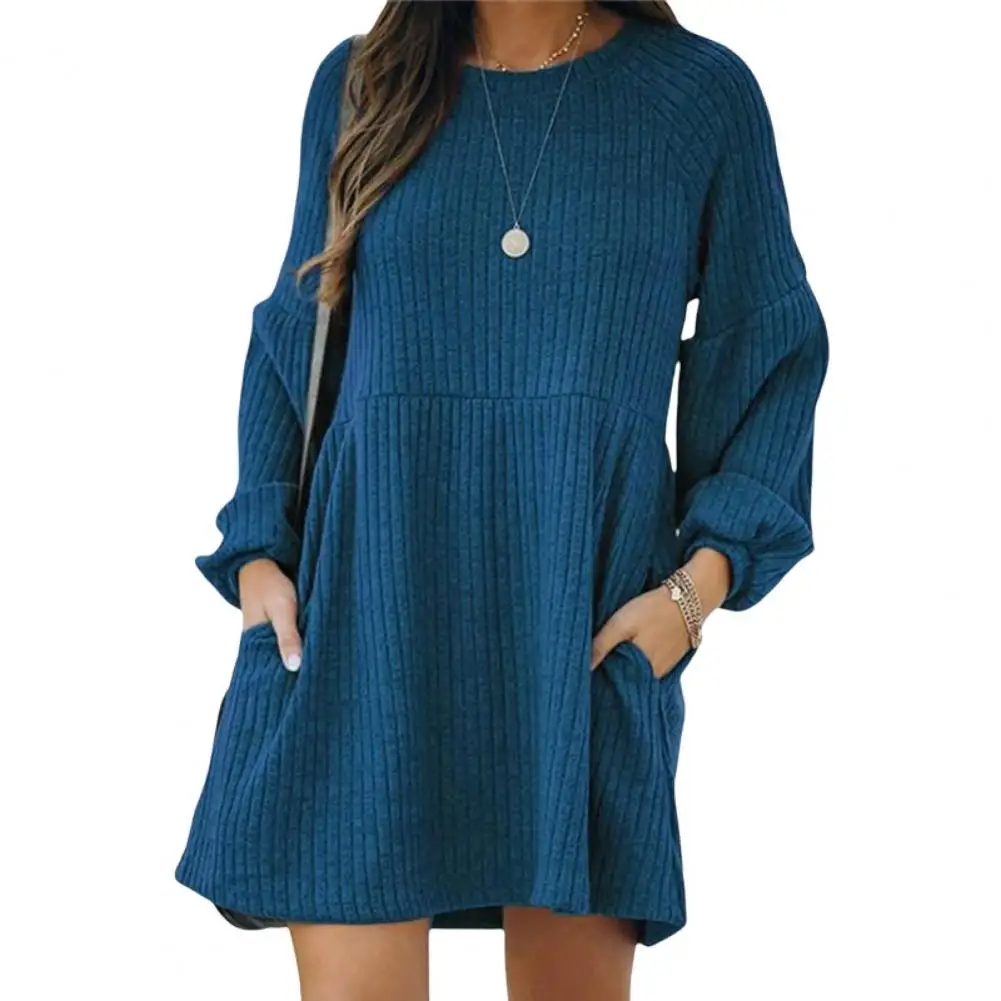 O-Neck Lantern Long Sleeves Loose Hem Knitting Dress Autumn Winter Solid Color Ribbed A-Line Mini Dress Female Clothing Vestido
O-Neck Lantern Long Sleeves Loose Hem Knitting Dress Autumn Winter Solid Color Ribbed A-Line Mini Dress Female Clothing Vestido