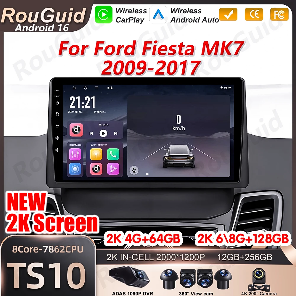 Android 16 Carplay For Ford Fiesta MK7 2009 2010 2011 - 2016 Multimedia Player Bluetooth 5G Wifi Wireless 2k DSP GPS Navigation
Android 16 Carplay For Ford Fiesta MK7 2009 2010 2011 - 2016 Multimedia Player Bluetooth 5G Wifi Wireless 2k DSP GPS Navigation
