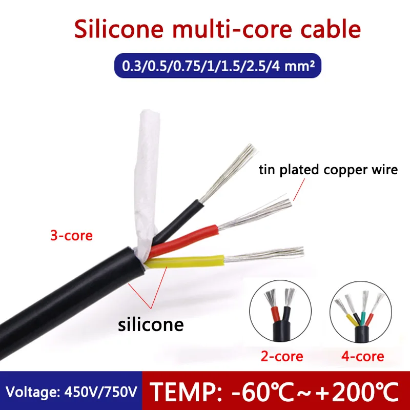 1M 2/3/4 Cores 0.3/0.5/0.75/1.0/1.5/2.5/4.0 mm2 Tin Plated Copper Wire Thermocouple Wire Silicone Cable Glass Fiber Stranded
1M 2/3/4 Cores 0.3/0.5/0.75/1.0/1.5/2.5/4.0 mm2 Tin Plated Copper Wire Thermocouple Wire Silicone Cable Glass Fiber Stranded