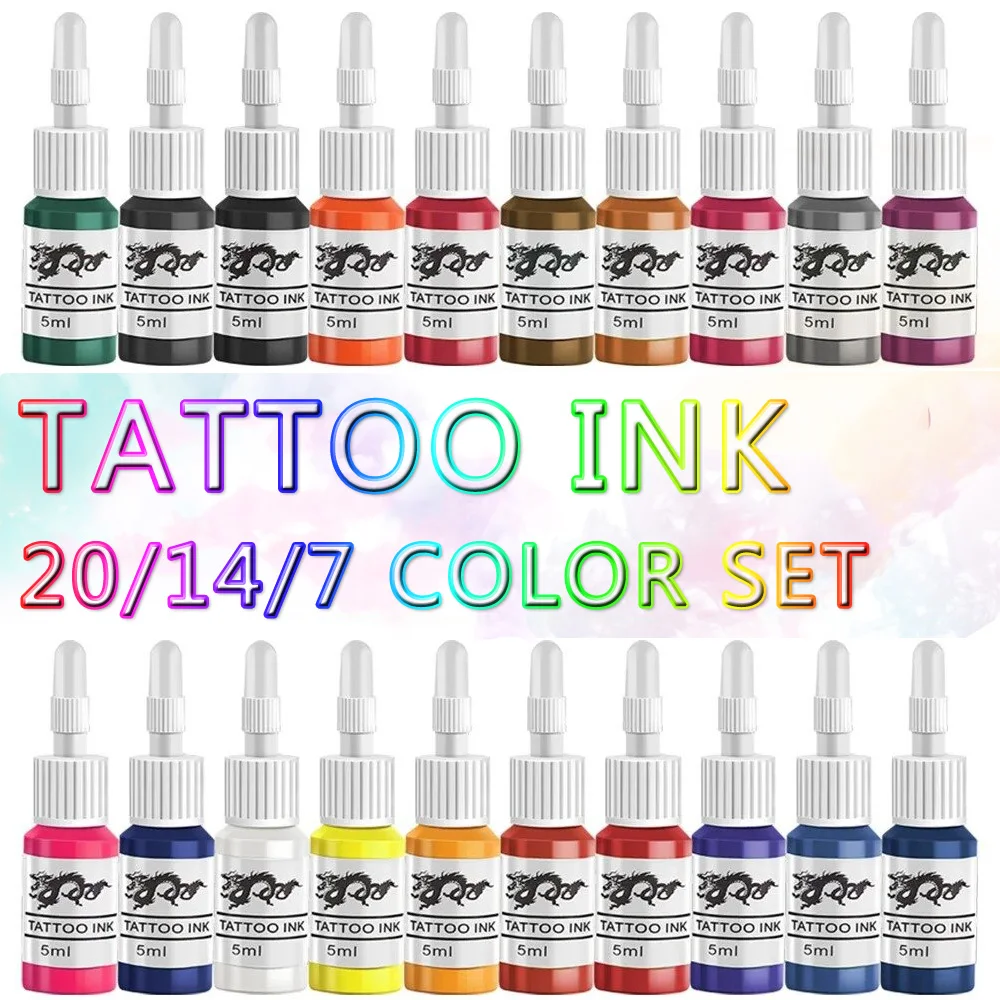 20/14/7Colors Professional Tattoo Ink Set Semi-Permanent Tattoo Pigments Set Beauty Makeup Paints Supply For Human Body Art
20/14/7Colors Professional Tattoo Ink Set Semi-Permanent Tattoo Pigments Set Beauty Makeup Paints Supply For Human Body Art