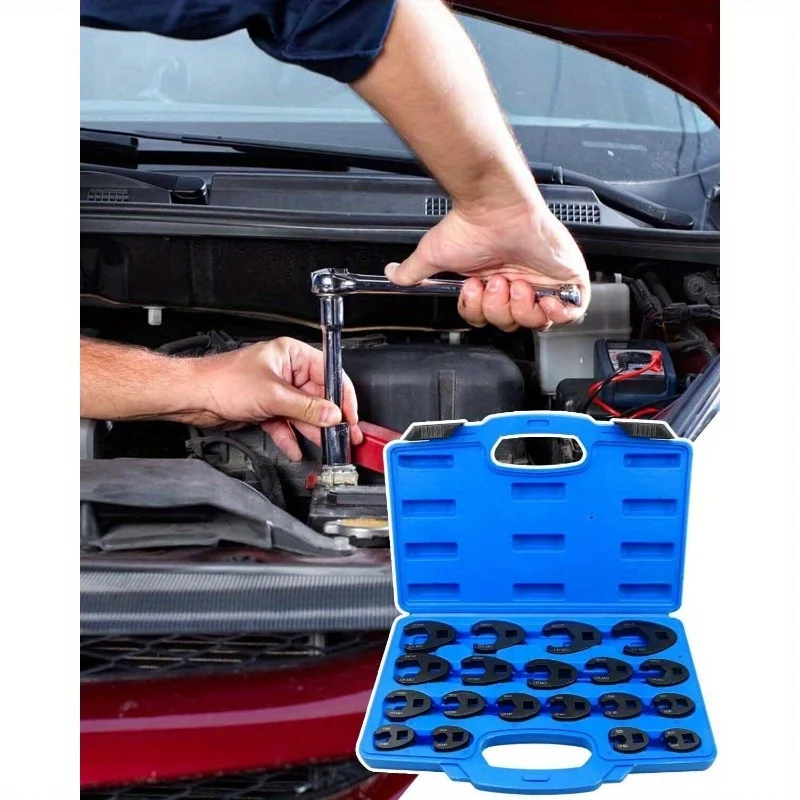 19-Piece Crowfoot Flare Nut Wrench Set - Metric 8-32mm for 3/8" & 1/2" Drive, Professional Fuel Line & Brake Line Tools
19-Piece Crowfoot Flare Nut Wrench Set - Metric 8-32mm for 3/8" & 1/2" Drive, Professional Fuel Line & Brake Line Tools