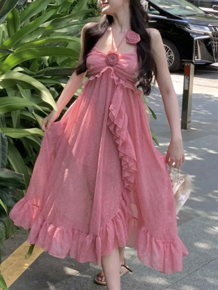 Sweet Ruffles Birthday Party Midi Dress Elegant Halter Spaghetti Strap Princess Evening Dresses Summer A-line Casual Vestidos
Sweet Ruffles Birthday Party Midi Dress Elegant Halter Spaghetti Strap Princess Evening Dresses Summer A-line Casual Vestidos