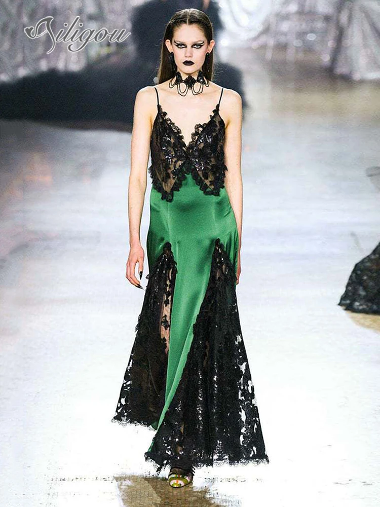 Ailigou 2023 New Women's Fashion Long Dress Sexy V-neck Sleeveless Lace Patch Sequins Elegant Celebrity Party Evening Dress
Ailigou 2023 New Women's Fashion Long Dress Sexy V-neck Sleeveless Lace Patch Sequins Elegant Celebrity Party Evening Dress