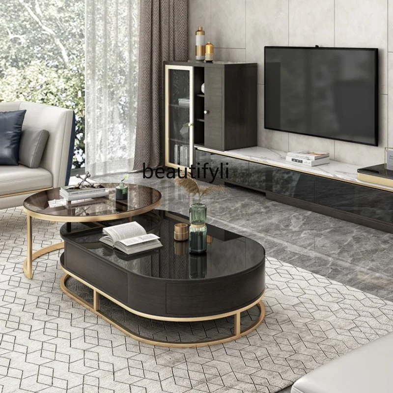 zq Oval Stone Plate Coffee Table TV Cabinet Combination Living Room Home Modern New Tea Table
zq Oval Stone Plate Coffee Table TV Cabinet Combination Living Room Home Modern New Tea Table