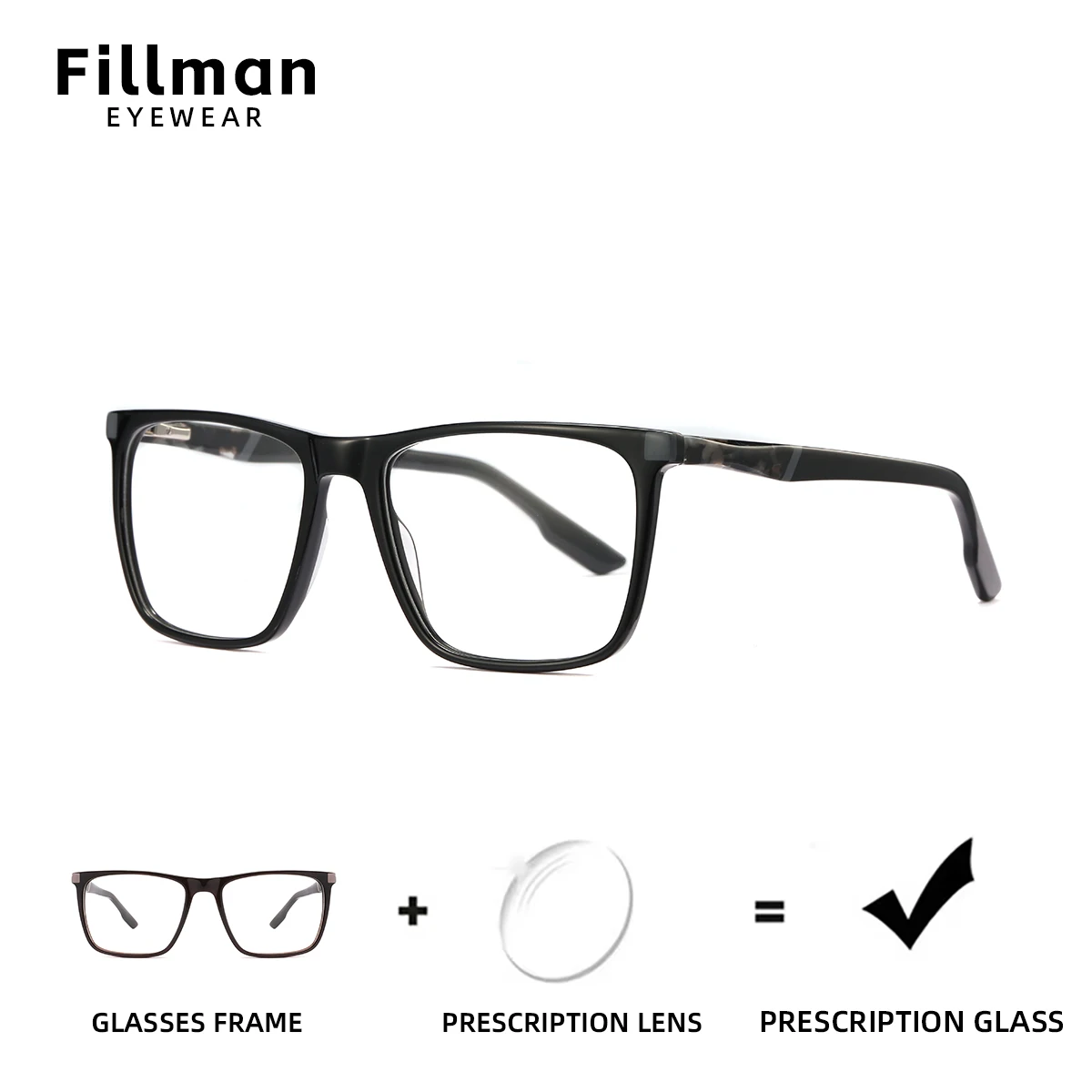 Fillman Fashion Square Acetate Prescription Glasses Anti Blue Light/Photochromic/ Myopia/Hyperopia/Progressive Eyeglassmen
Fillman Fashion Square Acetate Prescription Glasses Anti Blue Light/Photochromic/ Myopia/Hyperopia/Progressive Eyeglassmen