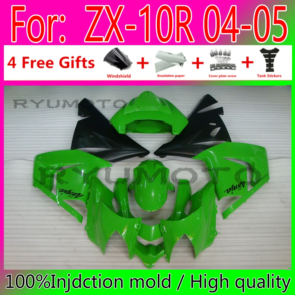 Motorcycle Injection mold Fairings + tank cover For Kawasaki ZX10R ZX-10R 04 05 ZX 10R 2004 2005 ABS Fairing green black 
Motorcycle Injection mold Fairings + tank cover For Kawasaki ZX10R ZX-10R 04 05 ZX 10R 2004 2005 ABS Fairing green black