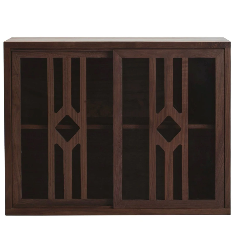 Black walnut storage wooden retro medieval style glass sliding door Japanese study small cabinet
Black walnut storage wooden retro medieval style glass sliding door Japanese study small cabinet