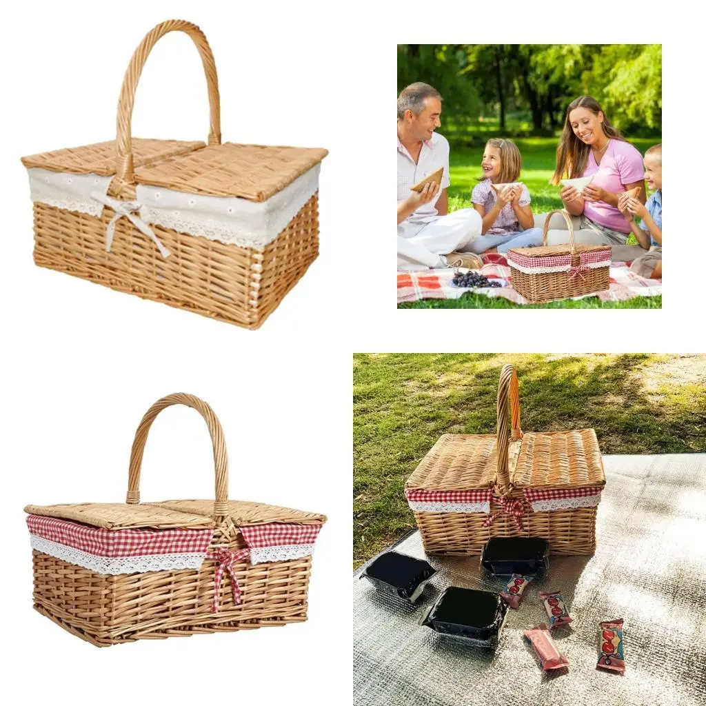 Handwoven Hamper With Lid Small Lidded Wicker Fruit Basket with Liner X3UC
Handwoven Hamper With Lid Small Lidded Wicker Fruit Basket with Liner X3UC