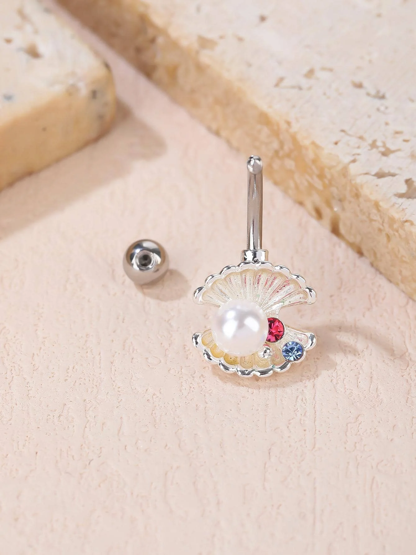 Shell Pearl Belly Ring With Crystal Accents For Women
Shell Pearl Belly Ring With Crystal Accents For Women