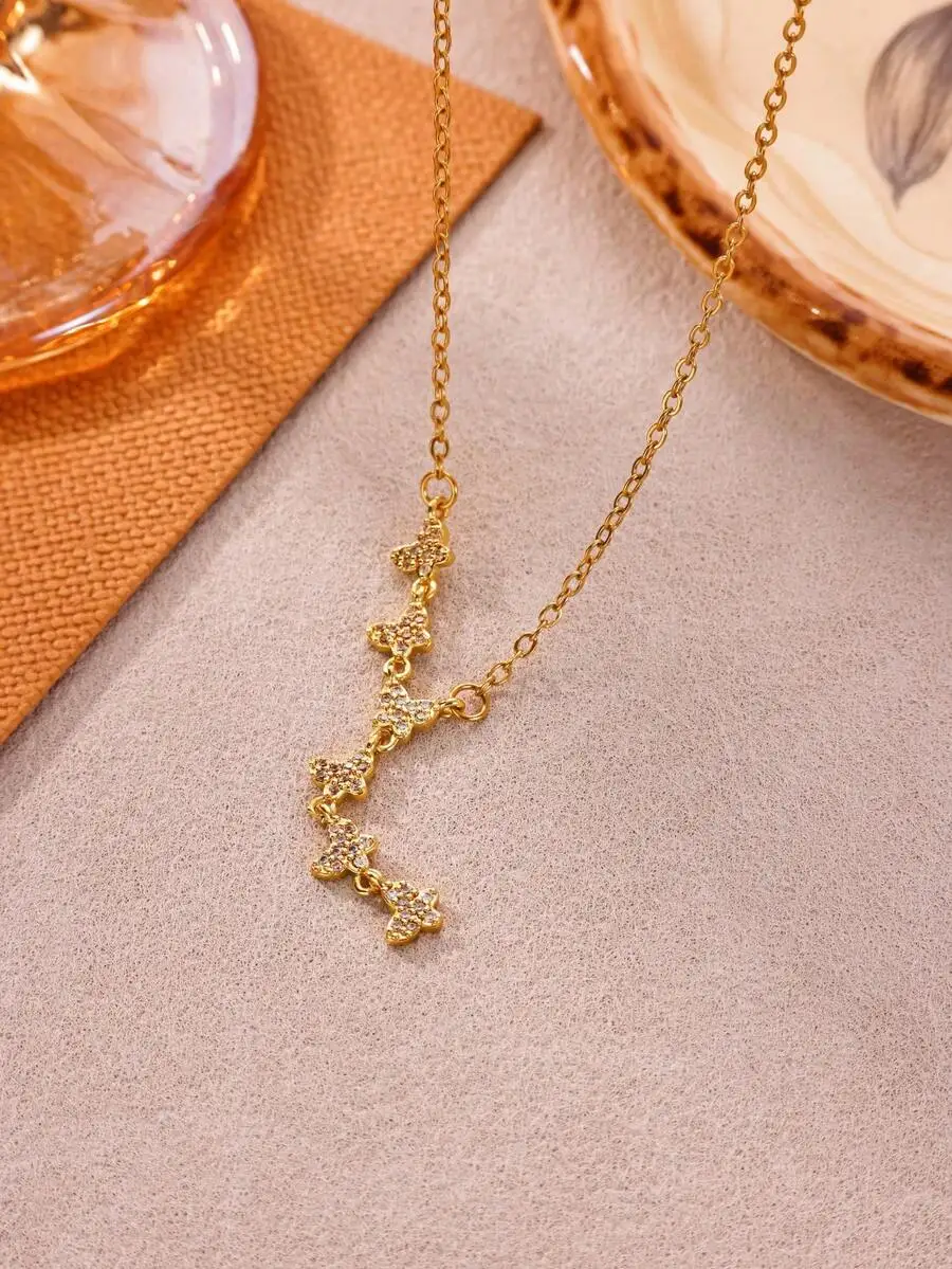 Butterfly Y-Necklace With Paved Crystals, Stainless Steel Chain, Elegant Daily Wear Accessory
Butterfly Y-Necklace With Paved Crystals, Stainless Steel Chain, Elegant Daily Wear Accessory