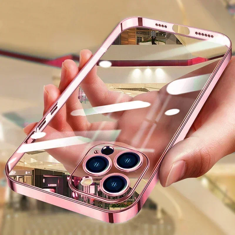 Luxury Transparent Plating Phone Case For iPhone 15 14 13 11 12 Pro Max Mini 7 8 15 Plus XS XR X SE2 Lens Protective Cover
Luxury Transparent Plating Phone Case For iPhone 15 14 13 11 12 Pro Max Mini 7 8 15 Plus XS XR X SE2 Lens Protective Cover