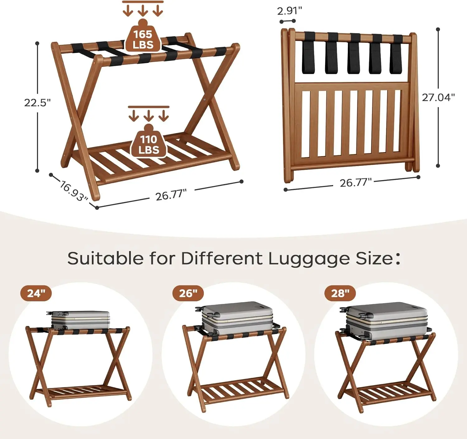 Full Assembled 26.77" L Luggage Rack Set of 2 - Luggage Stand for Guest Room, Foldable Suitcase Stand with Shoe Shelf,Hot Sale
Full Assembled 26.77" L Luggage Rack Set of 2 - Luggage Stand for Guest Room, Foldable Suitcase Stand with Shoe Shelf,Hot Sale