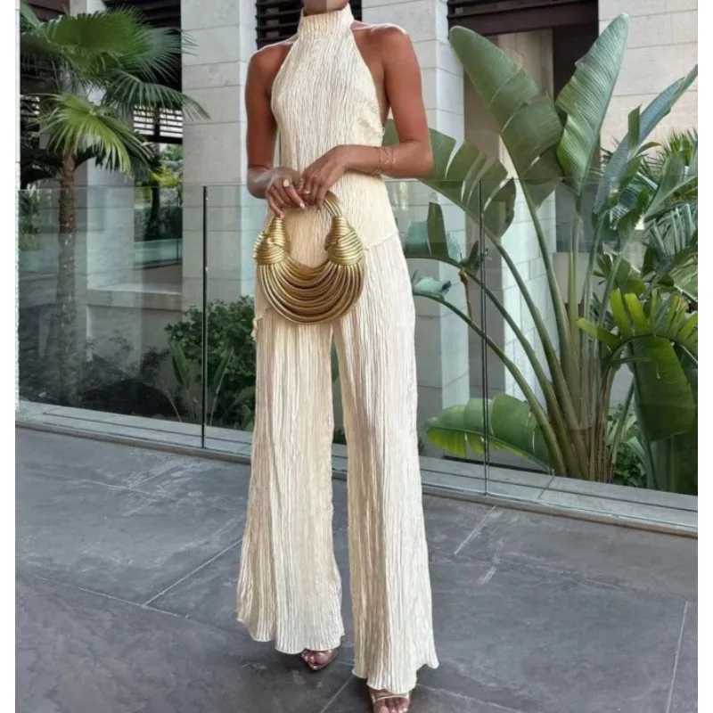 2026 Spring and Summer Asymmetrical Neck Top Elastic Waist Casual Pleated Pants Suit Women
2026 Spring and Summer Asymmetrical Neck Top Elastic Waist Casual Pleated Pants Suit Women