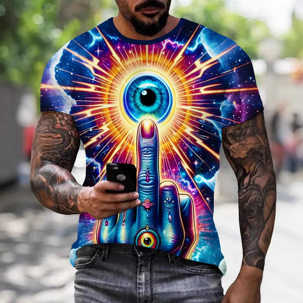 Men's street cool clothing 3D digital printing mysterious gesture pattern round neck short sleeved casual T-shirt for men
Men's street cool clothing 3D digital printing mysterious gesture pattern round neck short sleeved casual T-shirt for men