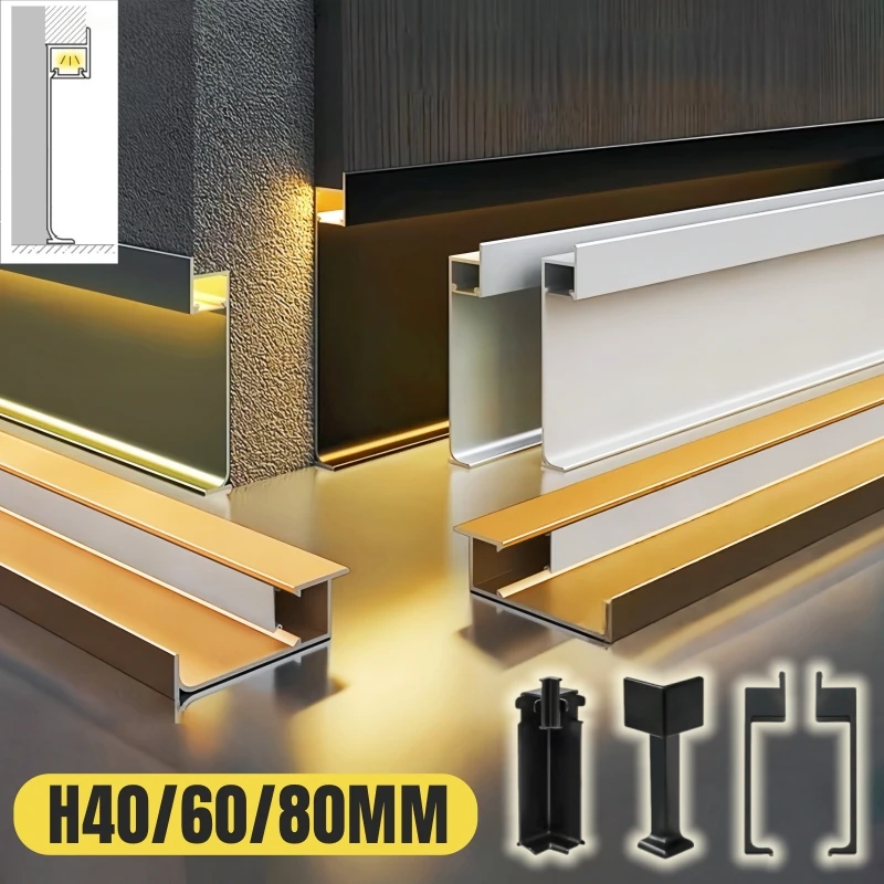 H40/60/80mm Flooring Backlight LED Skirting Board Recessed Aluminum Profile Baseboard Stair Corner Wall Trim Line Strip Bar Lamp
H40/60/80mm Flooring Backlight LED Skirting Board Recessed Aluminum Profile Baseboard Stair Corner Wall Trim Line Strip Bar Lamp