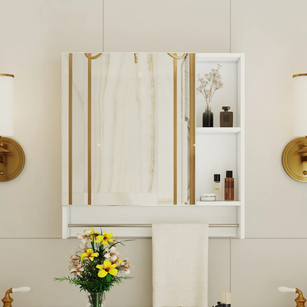 Bathroom Mirror Cabinet Wall Mounted,Medicine Cabinet,Over The Toilet Storage Cabinet with Shelves and Towel Rack
Bathroom Mirror Cabinet Wall Mounted,Medicine Cabinet,Over The Toilet Storage Cabinet with Shelves and Towel Rack