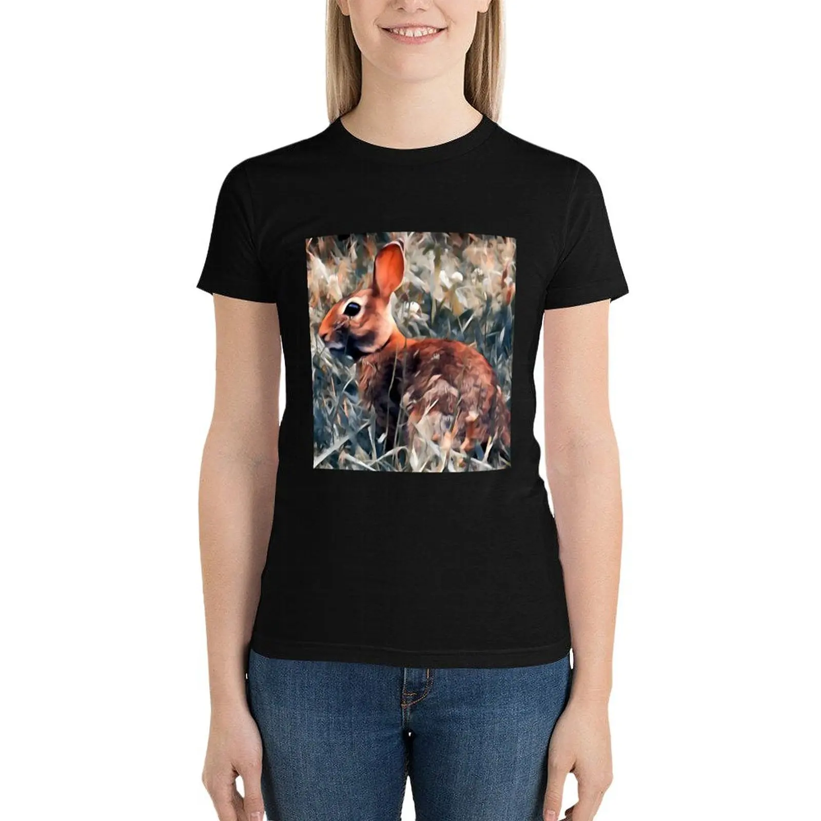 Woodland bunny rabbit T-Shirt Female clothing Short sleeve tee t shirts for Women loose fit
Woodland bunny rabbit T-Shirt Female clothing Short sleeve tee t shirts for Women loose fit
