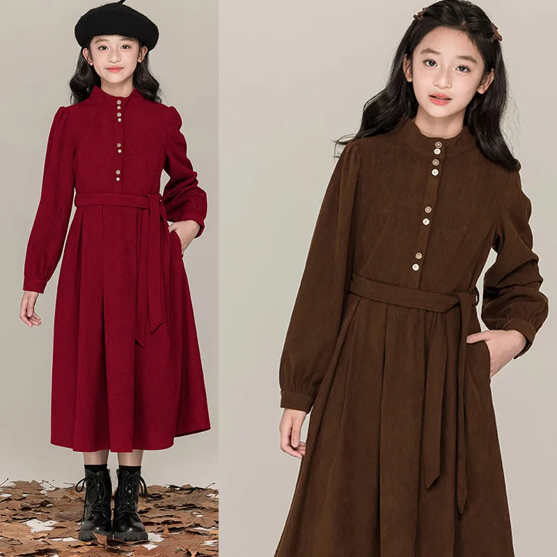 Corduroy Big Girls Fall Outfits Kids Dress Pockets Dresses For Teens Burgundy Brown Long Sleeve Child Clothing With Belt Buttons
Corduroy Big Girls Fall Outfits Kids Dress Pockets Dresses For Teens Burgundy Brown Long Sleeve Child Clothing With Belt Buttons