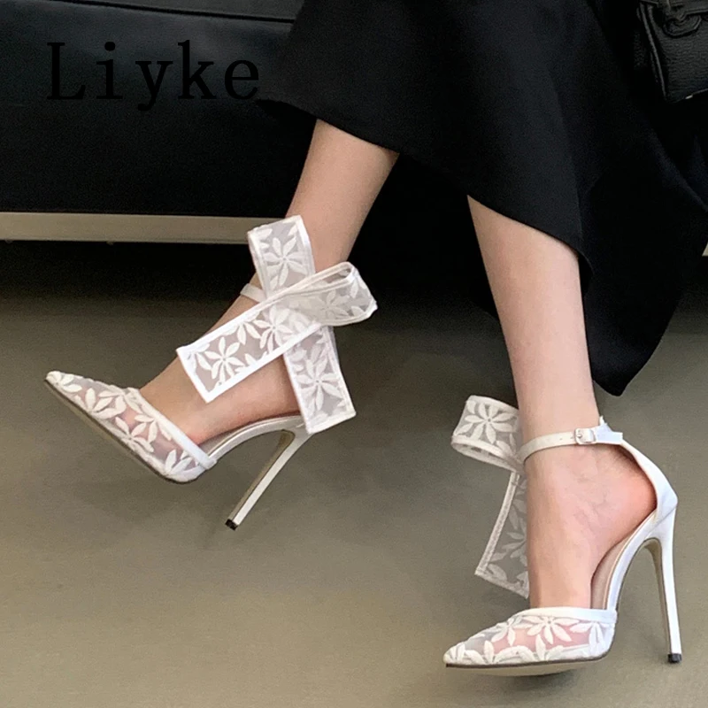 Liyke Designer Embroidery Flower Breathable Mesh Pumps Big Bow Buckle Strap High Heels Fashion Party Banquet Wedding Shoes Women
Liyke Designer Embroidery Flower Breathable Mesh Pumps Big Bow Buckle Strap High Heels Fashion Party Banquet Wedding Shoes Women