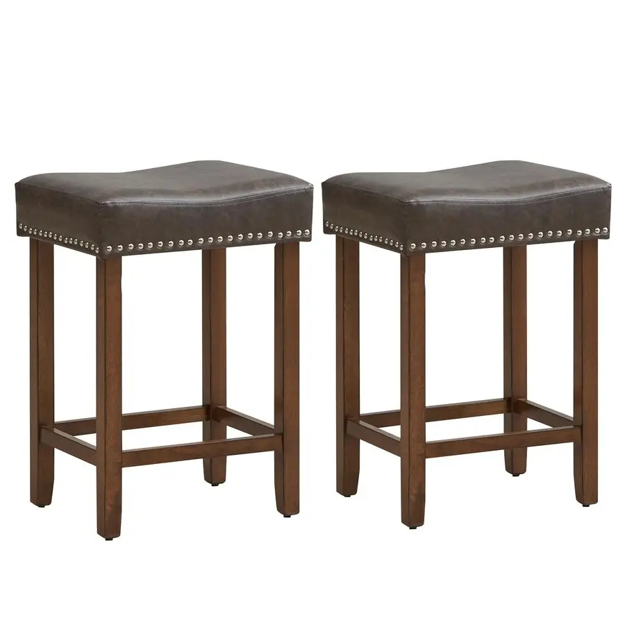 Bar Stools Set of 2, 24 SaddleShaped Kitchen Stools, PU Leather Counter Height Saddle Stools w Footrests, Rubberwood Frame Uphol
Bar Stools Set of 2, 24 SaddleShaped Kitchen Stools, PU Leather Counter Height Saddle Stools w Footrests, Rubberwood Frame Uphol