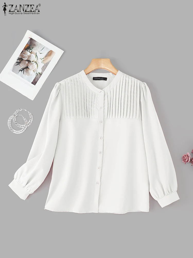 ZANZEA Women Office Shirts Autumn Solid Pleated Blouse Stand Neck Long Sleeve Tops Female Elegant OL Work Shirt Buttons Blusas
ZANZEA Women Office Shirts Autumn Solid Pleated Blouse Stand Neck Long Sleeve Tops Female Elegant OL Work Shirt Buttons Blusas