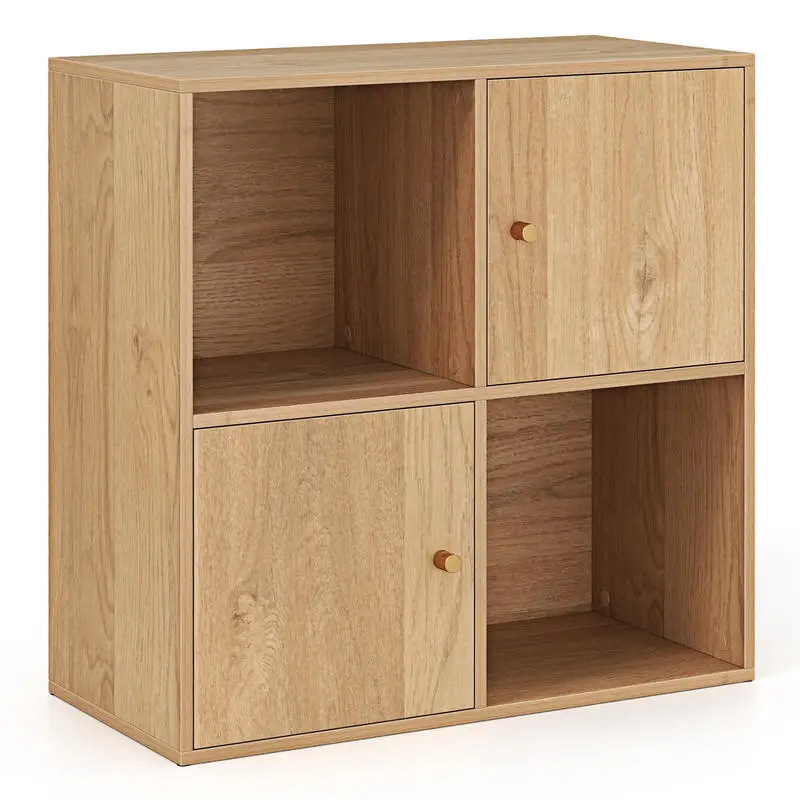 4-Cube Bookcase 3-Tier Bookshelf with Dual Anti-Tipping Kits and 2 Cabinets-Natural
4-Cube Bookcase 3-Tier Bookshelf with Dual Anti-Tipping Kits and 2 Cabinets-Natural