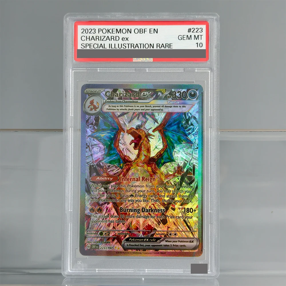 Self Made PTCG English Charizard ex 223/197 SV03 Obsidian Flames Special Illustration Rare 10Points Rating Game Card Toy
Self Made PTCG English Charizard ex 223/197 SV03 Obsidian Flames Special Illustration Rare 10Points Rating Game Card Toy