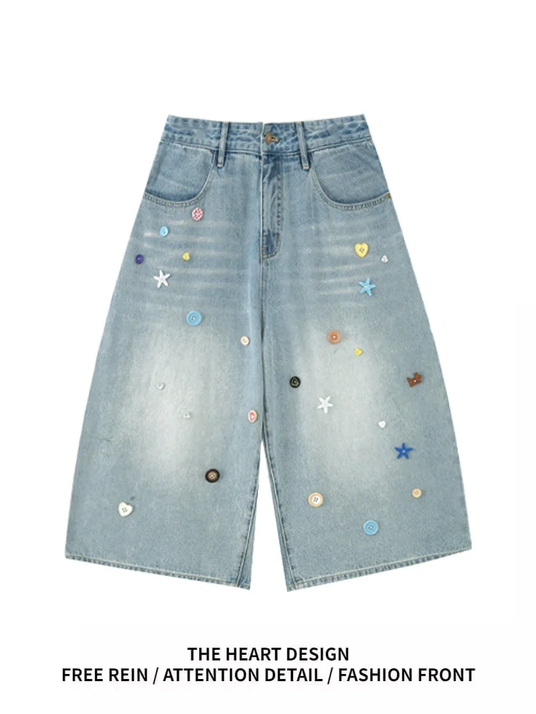 Dopamine Summer Loose American Retro Button Seven-Quarter Women's Straight Leg Wide Leg Shorts Jeans Casual High Wai...
Dopamine Summer Loose American Retro Button Seven-Quarter Women's Straight Leg Wide Leg Shorts Jeans Casual High Wai...