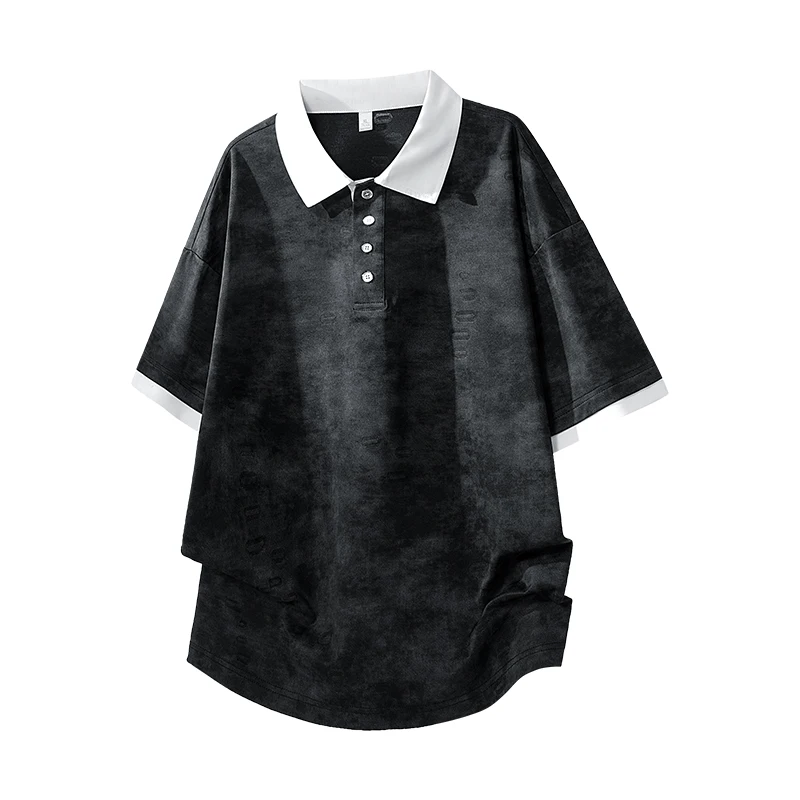 Tie-Dye Polo Shirt Contrasting Colors with White Collar and Cuffs Rock Inspired Tie Dye Streetwear Style Relaxed Drop Shoulder
Tie-Dye Polo Shirt Contrasting Colors with White Collar and Cuffs Rock Inspired Tie Dye Streetwear Style Relaxed Drop Shoulder