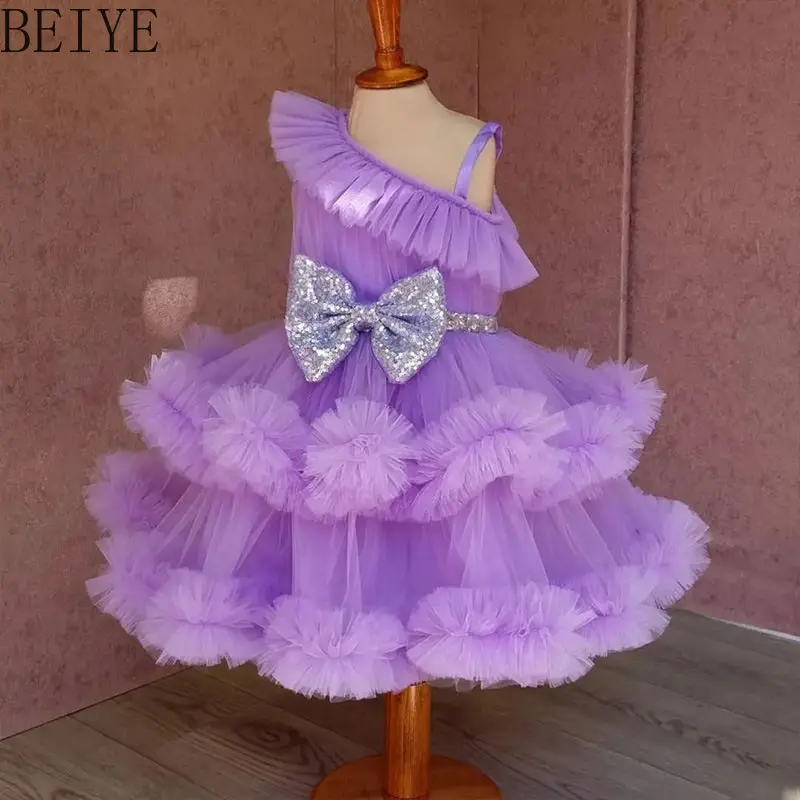Purple Layered Tutu Flower Girl Dress Toddler One Shoulder Ruffle Party Dress Kids Sequin Bow Formal Dress for Wedding Birthday
Purple Layered Tutu Flower Girl Dress Toddler One Shoulder Ruffle Party Dress Kids Sequin Bow Formal Dress for Wedding Birthday
