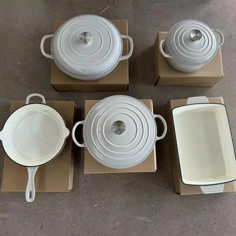 Бытовой чугунный эмалевый горшок, набор из 5 предметов, с крышкой, индукционная газовая плита, универсальная с антипригарным покрытием
Бытовой чугунный эмалевый горшок, набор из 5 предметов, с крышкой, индукционная газовая плита, универсальная с антипригарным покрытием