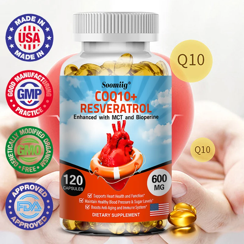 120 Coenzyme Q10+ Resveratrol Capsules Provide Energy Vitamin Healthy Food Organic Ultra High Absorption COQ10
120 Coenzyme Q10+ Resveratrol Capsules Provide Energy Vitamin Healthy Food Organic Ultra High Absorption COQ10