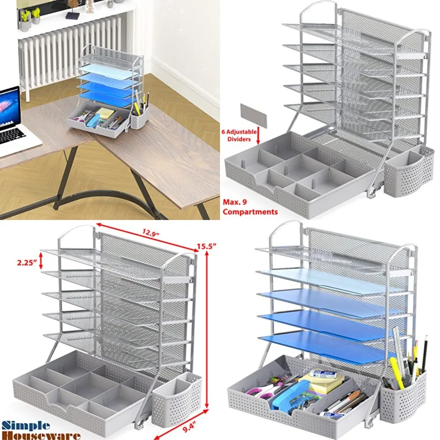 6-Tier Desk Document File Tray Organizer with Sliding Drawer
6-Tier Desk Document File Tray Organizer with Sliding Drawer