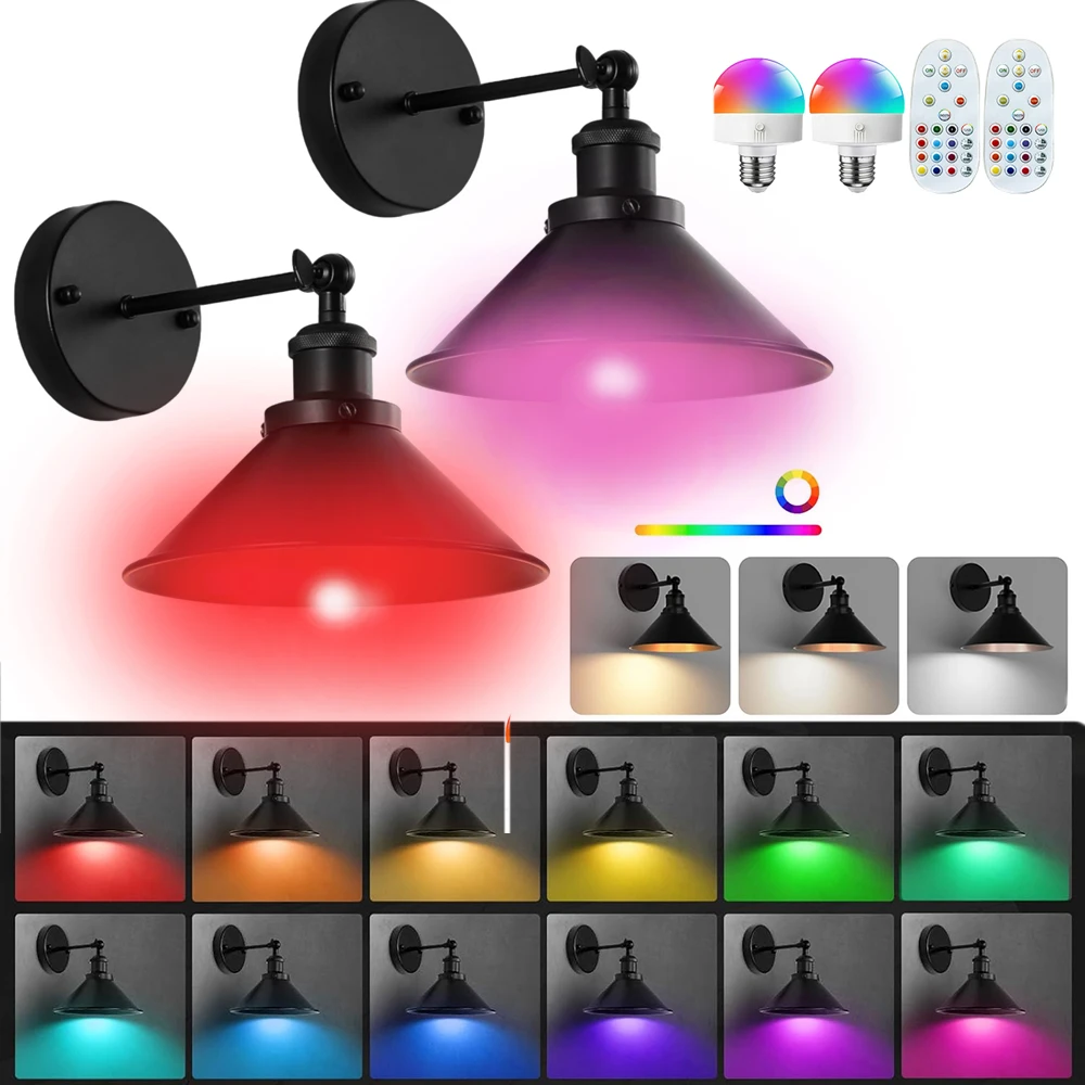 Набор из 2-х черных винтажных настенных бра, беспроводных светодиодных светильников, светильников с регулируемой яркостью для внутреннего использования в спаленях, фермерских домиках или галереях.
Набор из 2-х черных винтажных настенных бра, беспроводных светодиодных светильников, светильников с регулируемой яркостью для внутреннего использования в спаленях, фермерских домиках или галереях.