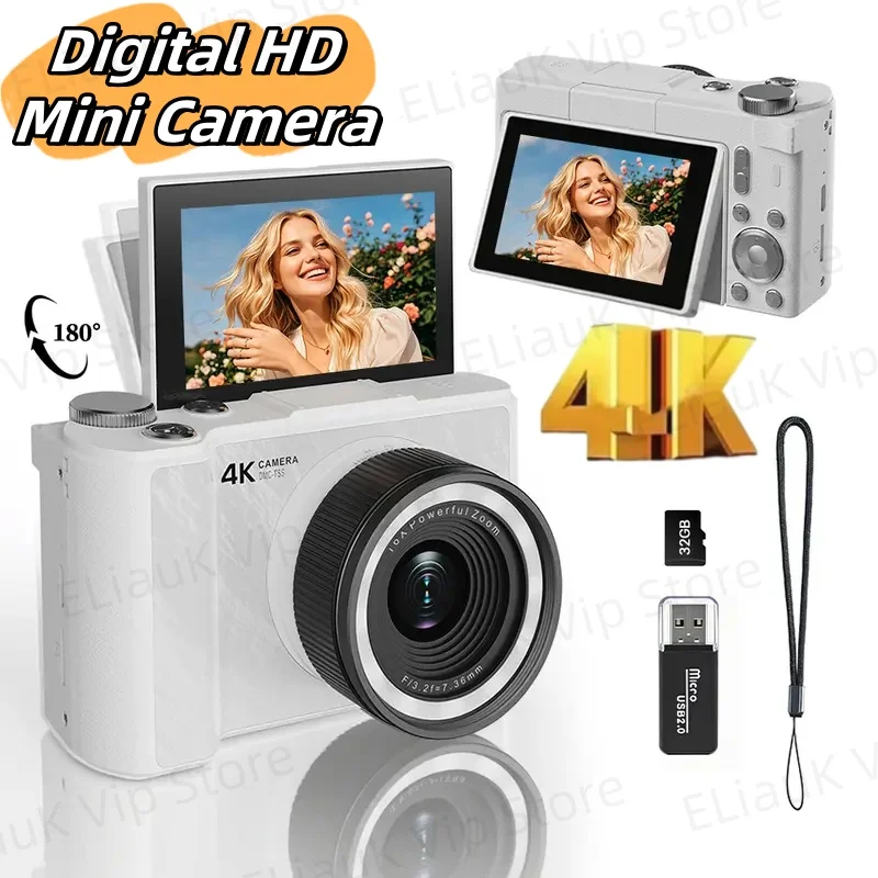 4K Digital Camera Mini Self Timer CCD 16X Digital Zoom Portable Foldable Screen with 32GB Card Anti-Shake Camera Christmas Gift
4K Digital Camera Mini Self Timer CCD 16X Digital Zoom Portable Foldable Screen with 32GB Card Anti-Shake Camera Christmas Gift