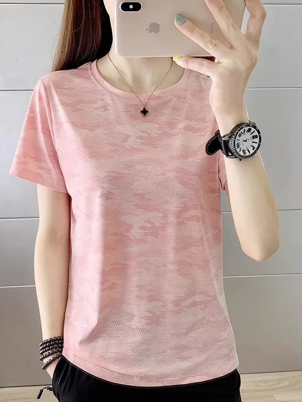 Camouflage Ice Silk Qui Dry Thin Summer Women's T-irt Loose Fitn ort Sve Running Outdoor Sports Top round Ne
Camouflage Ice Silk Qui Dry Thin Summer Women's T-irt Loose Fitn ort Sve Running Outdoor Sports Top round Ne