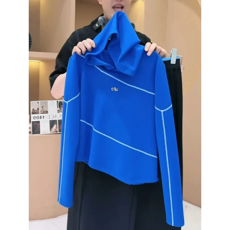 Корейский стиль, контрастная цветная строчка, нерегулярная футболка с капюшоном и длинными рукавами для женщин, осенне-зимняя футболка, модный универсальный топ
Корейский стиль, контрастная цветная строчка, нерегулярная футболка с капюшоном и длинными рукавами для женщин, осенне-зимняя футболка, модный универсальный топ